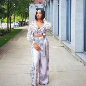 Blush Striped Pant Set